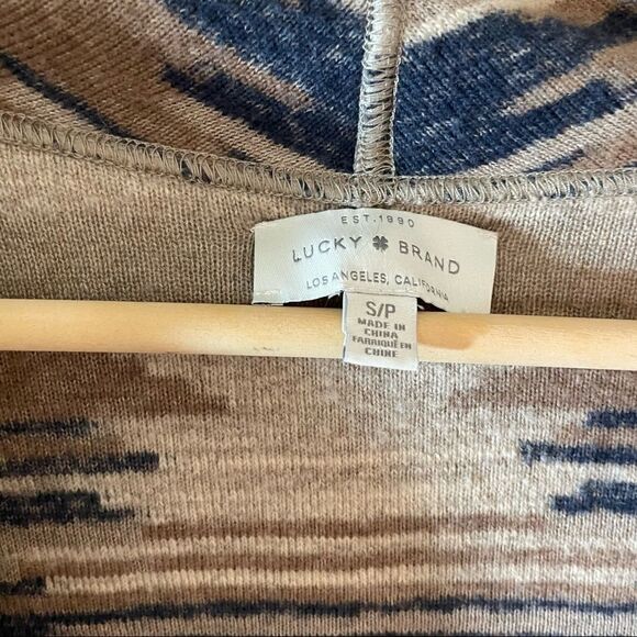 Lucky brand Aztec Open Cardigan, beige navy cream SMALL - Picture 7 of 7